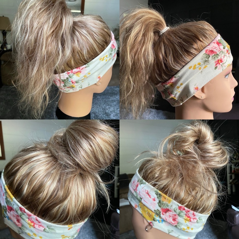 Brazilian human hair headband pony/bun wig